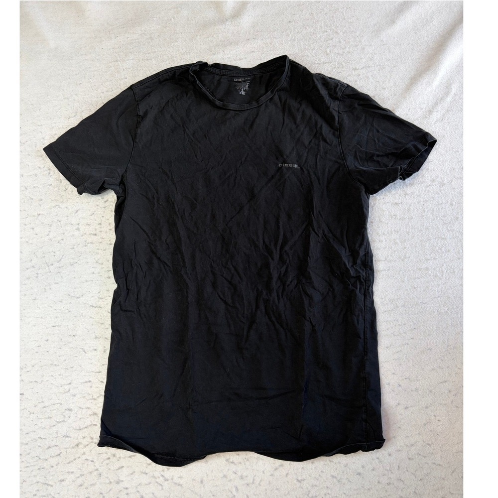 Diesel T-Shirt Mens Large Black Short Sleeve Solid Crew Neck Cotton